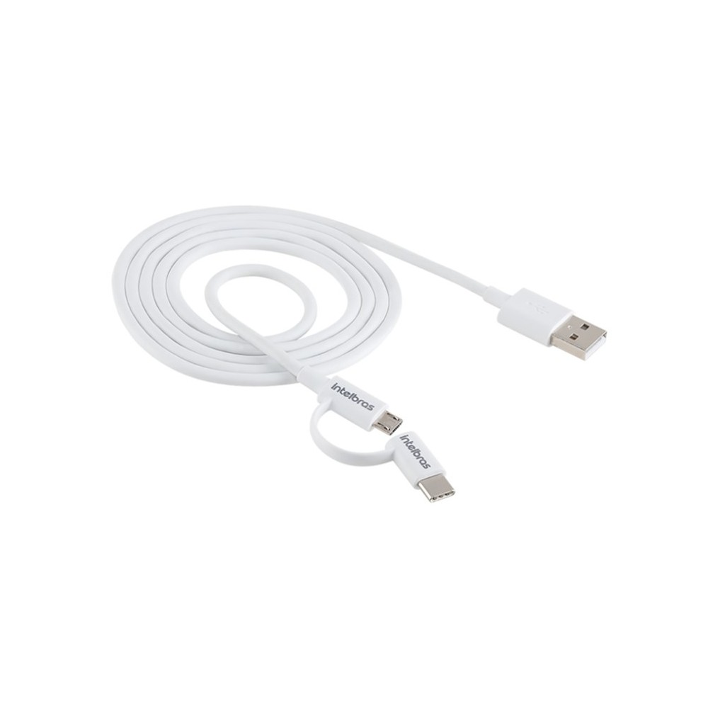 Cabo USB - Micro USB e USB - USB C Branco PVC 1,2m Intelbras EUABC 12PB